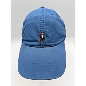 New Polo Ralph Lauren Men's Blue Polo Player Dad Hat Leather‎ Strapback Cap